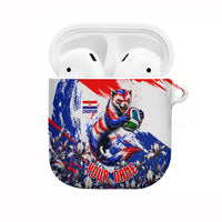 Personalized Croatia Marten Soccer AirPods Case Croatian Flag Abstract Brush Stroke