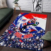 Personalized Croatia Marten Soccer Area Rug Croatian Flag Abstract Brush Stroke