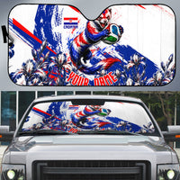 Personalized Croatia Marten Soccer Auto Sun Shade Croatian Flag Abstract Brush Stroke