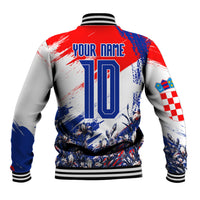 Personalized Croatia Marten Soccer Baseball Jacket Croatian Flag Abstract Brush Stroke