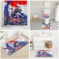 Personalized Croatia Marten Soccer Bathroom Set Croatian Flag Abstract Brush Stroke