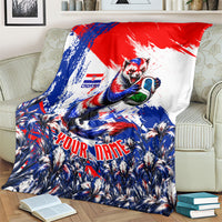 Personalized Croatia Marten Soccer Blanket Croatian Flag Abstract Brush Stroke