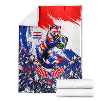 Personalized Croatia Marten Soccer Blanket Croatian Flag Abstract Brush Stroke