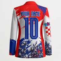 Personalized Croatia Marten Soccer Blazer Croatian Flag Abstract Brush Stroke