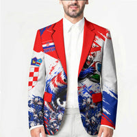 Personalized Croatia Marten Soccer Blazer Croatian Flag Abstract Brush Stroke