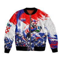 Personalized Croatia Marten Soccer Bomber Jacket Croatian Flag Abstract Brush Stroke