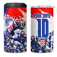 Personalized Croatia Marten Soccer 4 in 1 Can Cooler Tumbler Croatian Flag Abstract Brush Stroke