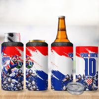 Personalized Croatia Marten Soccer 4 in 1 Can Cooler Tumbler Croatian Flag Abstract Brush Stroke
