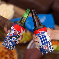 Personalized Croatia Marten Soccer 4 in 1 Can Cooler Tumbler Croatian Flag Abstract Brush Stroke