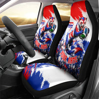 Personalized Croatia Marten Soccer Car Seat Cover Croatian Flag Abstract Brush Stroke