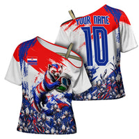 Personalized Croatia Marten Soccer Cross Shoulder Shirt Croatian Flag Abstract Brush Stroke