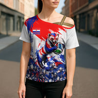 Personalized Croatia Marten Soccer Cross Shoulder Shirt Croatian Flag Abstract Brush Stroke
