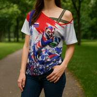 Personalized Croatia Marten Soccer Cross Shoulder Shirt Croatian Flag Abstract Brush Stroke