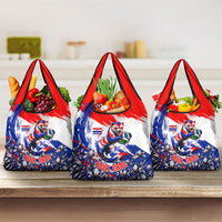 Personalized Croatia Marten Soccer Grocery Bag Croatian Flag Abstract Brush Stroke