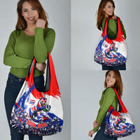 Personalized Croatia Marten Soccer Grocery Bag Croatian Flag Abstract Brush Stroke