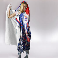 Personalized Croatia Marten Soccer Hooded Blanket Croatian Flag Abstract Brush Stroke