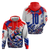 Personalized Croatia Marten Soccer Hoodie Croatian Flag Abstract Brush Stroke