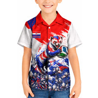Personalized Croatia Marten Soccer Kid Hawaiian Shirt Croatian Flag Abstract Brush Stroke