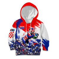 Personalized Croatia Marten Soccer Kid Hoodie Croatian Flag Abstract Brush Stroke