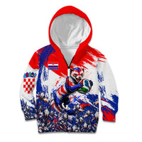 Personalized Croatia Marten Soccer Kid Hoodie Croatian Flag Abstract Brush Stroke