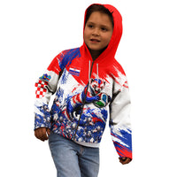 Personalized Croatia Marten Soccer Kid Hoodie Croatian Flag Abstract Brush Stroke