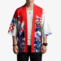 Personalized Croatia Marten Soccer Kimono Croatian Flag Abstract Brush Stroke