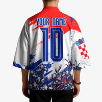 Personalized Croatia Marten Soccer Kimono Croatian Flag Abstract Brush Stroke