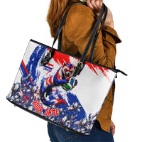 Personalized Croatia Marten Soccer Leather Tote Bag Croatian Flag Abstract Brush Stroke