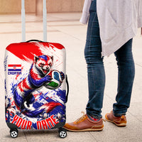 Personalized Croatia Marten Soccer Luggage Cover Croatian Flag Abstract Brush Stroke