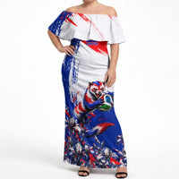 Personalized Croatia Marten Soccer Off Shoulder Maxi Dress Croatian Flag Abstract Brush Stroke