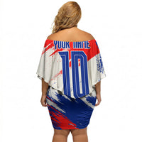 Personalized Croatia Marten Soccer Off Shoulder Short Dress Croatian Flag Abstract Brush Stroke
