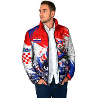 Personalized Croatia Marten Soccer Padded Jacket Croatian Flag Abstract Brush Stroke