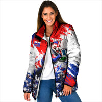 Personalized Croatia Marten Soccer Padded Jacket Croatian Flag Abstract Brush Stroke