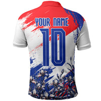 Personalized Croatia Marten Soccer Polo Shirt Croatian Flag Abstract Brush Stroke