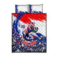 Personalized Croatia Marten Soccer Quilt Bed Set Croatian Flag Abstract Brush Stroke