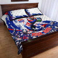 Personalized Croatia Marten Soccer Quilt Bed Set Croatian Flag Abstract Brush Stroke