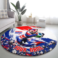 Personalized Croatia Marten Soccer Round Carpet Croatian Flag Abstract Brush Stroke