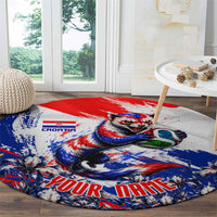 Personalized Croatia Marten Soccer Round Carpet Croatian Flag Abstract Brush Stroke