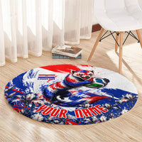 Personalized Croatia Marten Soccer Round Carpet Croatian Flag Abstract Brush Stroke