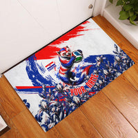 Personalized Croatia Marten Soccer Rubber Doormat Croatian Flag Abstract Brush Stroke