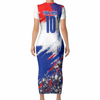 Personalized Croatia Marten Soccer Short Sleeve Bodycon Dress Croatian Flag Abstract Brush Stroke