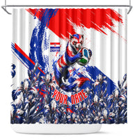 Personalized Croatia Marten Soccer Shower Curtain Croatian Flag Abstract Brush Stroke