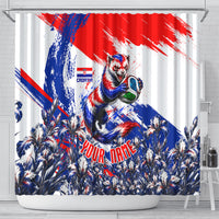 Personalized Croatia Marten Soccer Shower Curtain Croatian Flag Abstract Brush Stroke