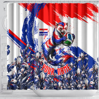 Personalized Croatia Marten Soccer Shower Curtain Croatian Flag Abstract Brush Stroke