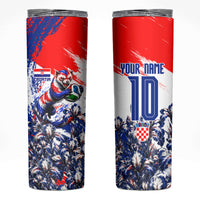 Personalized Croatia Marten Soccer Skinny Tumbler Croatian Flag Abstract Brush Stroke