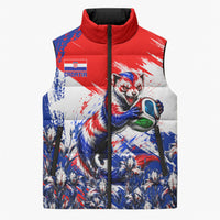 Personalized Croatia Marten Soccer Sleeveless Puffer Jacket Croatian Flag Abstract Brush Stroke