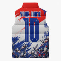 Personalized Croatia Marten Soccer Sleeveless Puffer Jacket Croatian Flag Abstract Brush Stroke