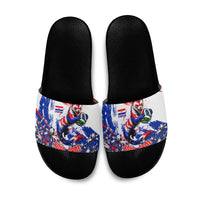 Personalized Croatia Marten Soccer Slide Sandals Croatian Flag Abstract Brush Stroke
