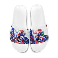 Personalized Croatia Marten Soccer Slide Sandals Croatian Flag Abstract Brush Stroke