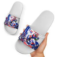 Personalized Croatia Marten Soccer Slide Sandals Croatian Flag Abstract Brush Stroke